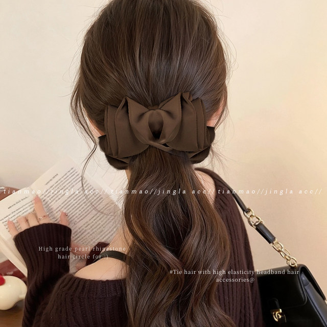 Light luxury satin ball hair clip for women 2025 new high-end back head hair clip hair shark clip hair accessory