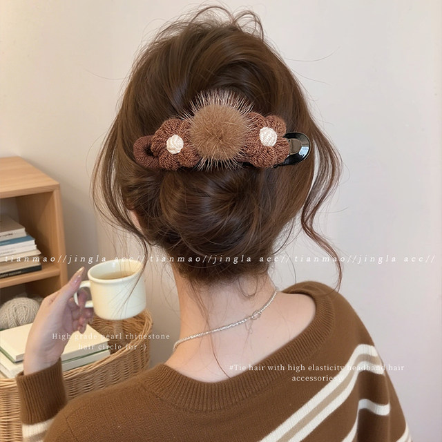 Early autumn brown duckbill hairpin for women's back of head 2025 new high-end one-word hair clip hairpin hairpin headwear