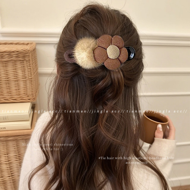 Early autumn brown duckbill hairpin for women's back of head 2025 new high-end one-word hair clip hairpin hairpin headwear