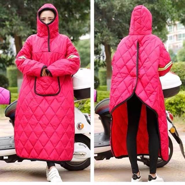 Electric vehicle windproof jacket for men and women, thickened, warm and velvet, winter cold-proof and waterproof cap, battery motorcycle windproof jacket