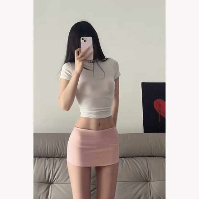 American hot girl pink low waist slim skirt 2024 summer new slim sexy hip-cover skirt miniskirt for women