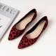 2025 new European and American pointed-toe leopard print single shoes shallow mouth flat shoes 41 42 large size women's shoes