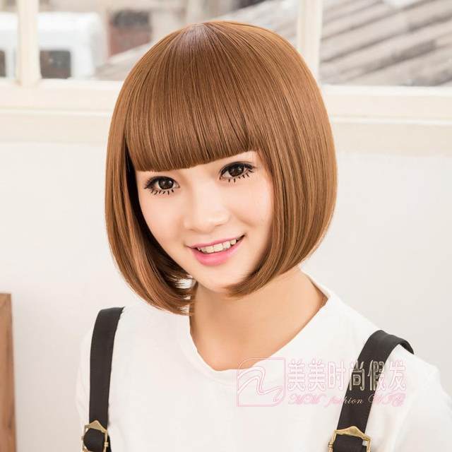 Wigs female short hair Student head BOBO head Bobo head mushroom head Korean face -faced wig
