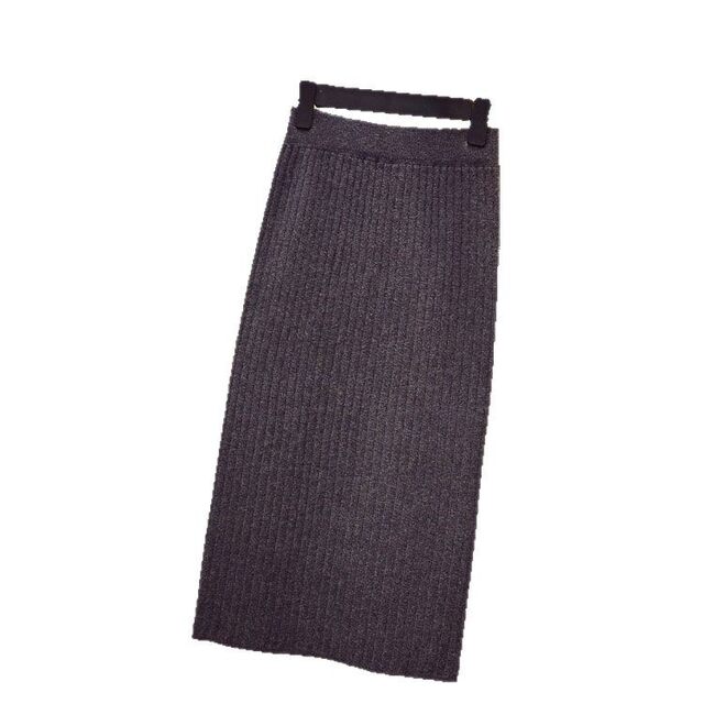 
Knitted skirt for women in autumn and winter long skirt for hip-covering skirt one-step skirt mid-length slit wool skirt versatile