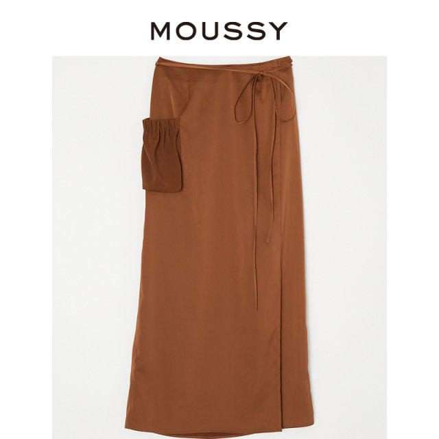 MOUSSY 2023 summer temperament elegant commuter pocket mid-length skirt 010GSW30-1100
