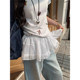 Homemade ~ Puffy little butt curtain white mesh butt curtain layered short skirt for women one-piece lace-up skirt