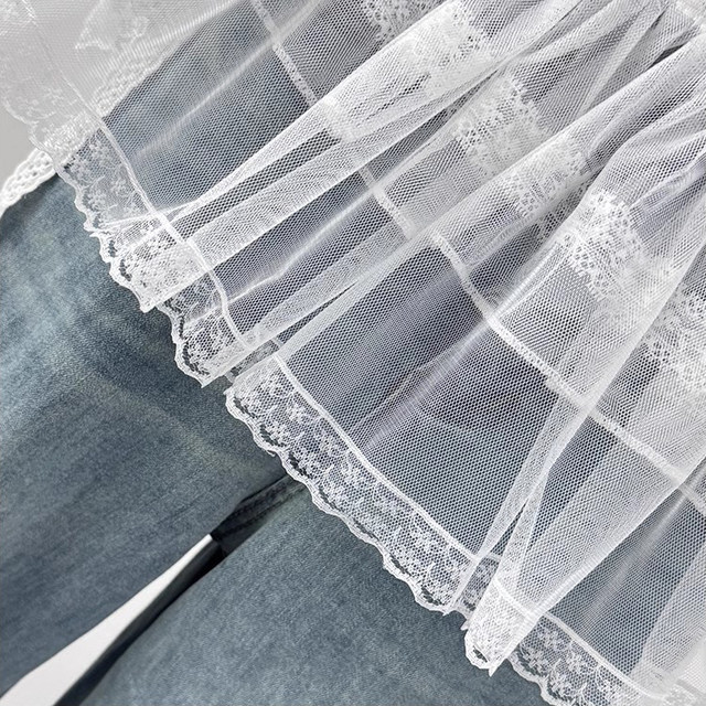Retro Korean version of lace hooked mesh skirt for women in spring 2025 niche layered cake short skirt ass curtain