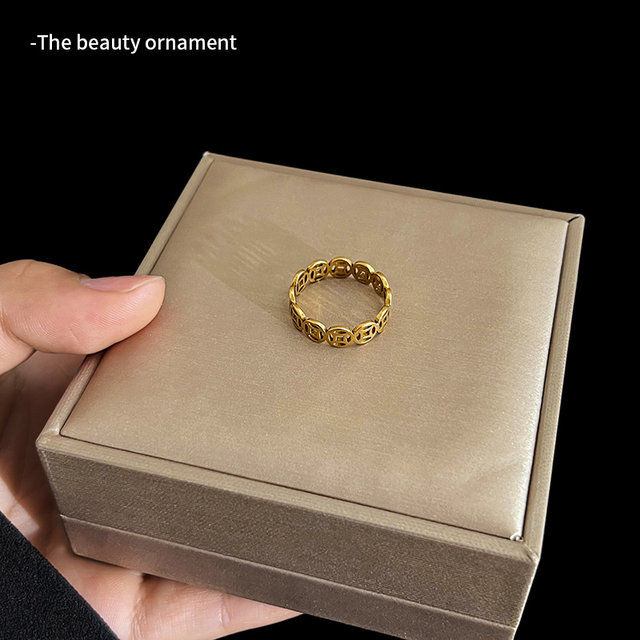 Year of the Snake Bafanglaicai Copper Coin Ring 2025 New Gold Colored Ring Ring Giving Best Friends Qian Duoduo Pair of Rings