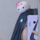 Cute fluffy bunny hair clip for women with light cos headdress forehead bangs top of head without marks one-line hair card