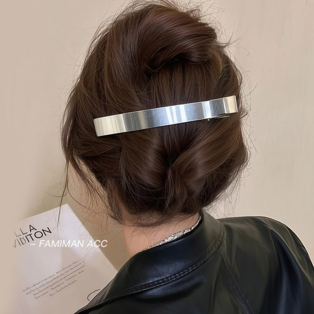 Korean silver hairpin for women's 2025 new high-end side one-line clip large hair volume large duckbill clip