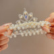 Children's pearl hair rope princess crown tiara girl's ball hair ring rubber band female head tie cute hair flower hair accessory