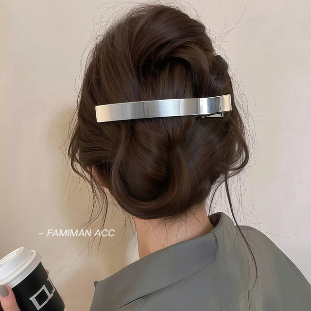 Korean silver hairpin for women's 2025 new high-end side one-line clip large hair volume large duckbill clip