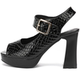 Brand shoes patent leather fish mouth thick heel sandals for women 2025 new summer fashion black genuine leather catwalk high heel sandals