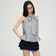 PUNCH25SS plaid long bow tie lace top summer women's design retro plaid vest