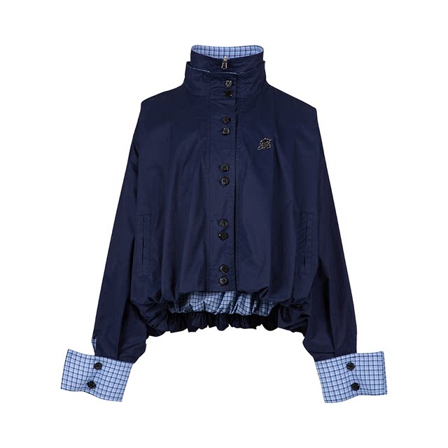 PUNCH two-sided cotton retro contrasting plaid jacket design sense autumn jacket
