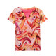 
European high-end tie-dye mesh short-sleeved T-shirt for women in summer fashion age-reducing printed V-neck top slim shirt