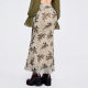 New Chinese retro style printed pleated skirt mesh double-layer printing fashionable and versatile new fishtail skirt