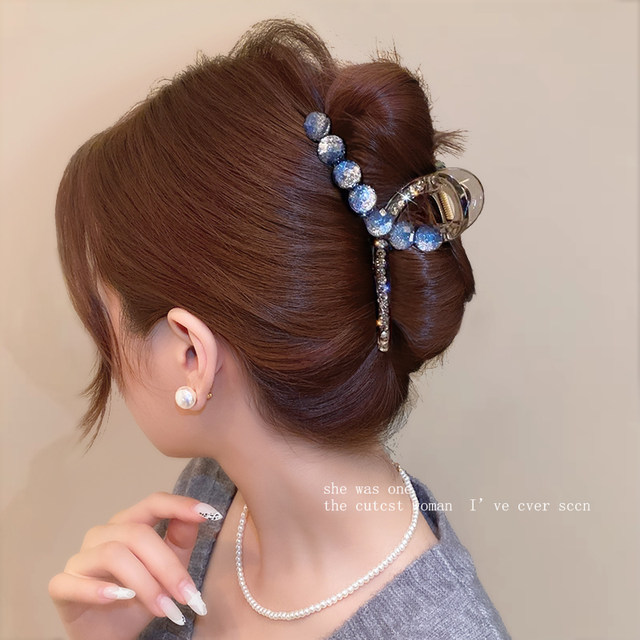 High-end crystal flash diamond clip female large-size hair clip fashionable hair shark clip hair clip back head 2025 new model