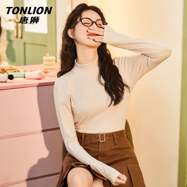 Tang Lion Half -high collar Modal bottoming shirt women in autumn and winter can wear warm -up long -sleeved top T -shirt vb