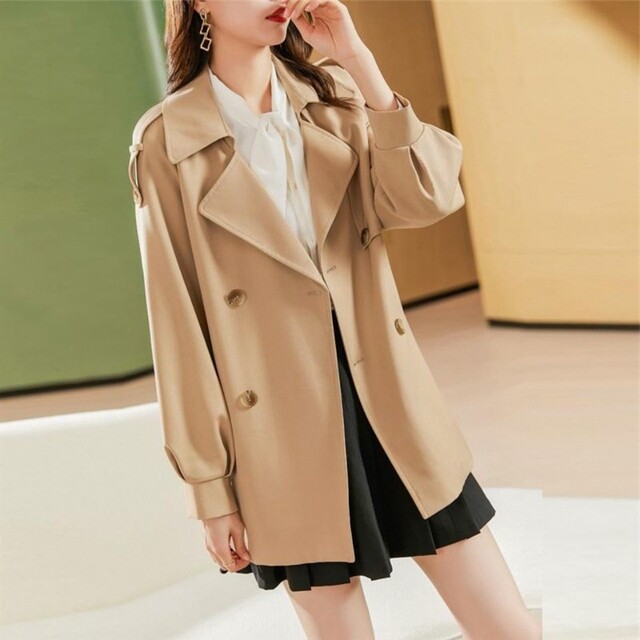 Short windbreaker jacket for women spring and autumn small 2025 new khaki large size women's loose slim top
