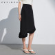 Nicky Wen's temperament commuting versatile skirt trendy summer new irregular wavy black midi skirt for women