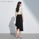 Nicky Wen's temperament commuting versatile skirt trendy summer new irregular wavy black midi skirt for women