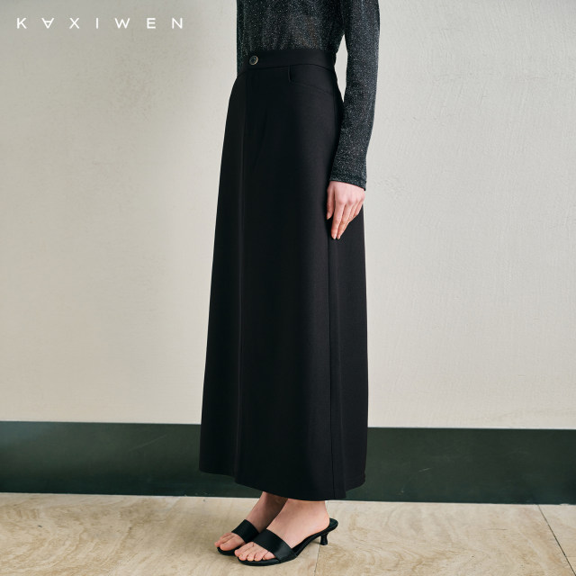 Jason Wen's retro straight skirt for women 2025 spring new high-waisted temperament slim commuter hip-packing skirt
