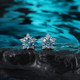 Blue ice crystal snowflake earrings for women titanium alloy ear piercing ear bone nail high-quality cochlear nail earrings titanium steel earrings