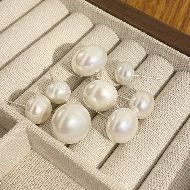 Steamed bun large pearl earrings for women 2025 new hot style high-end autumn and winter earrings light luxury non-pierced ear clip earrings