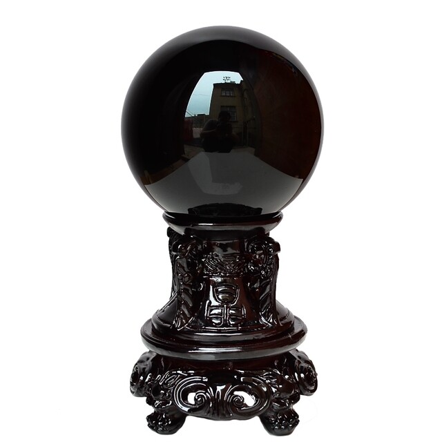 Natural obsidian ornaments, raw stone crystal ball, feng shui desktop handle piece, anti-villain stone, smelting obsidian