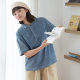 Ideal Island Denim Short-sleeved Shirt for Women 2025 Summer New Japanese Loose Small Fresh Design Pullover Shirt
