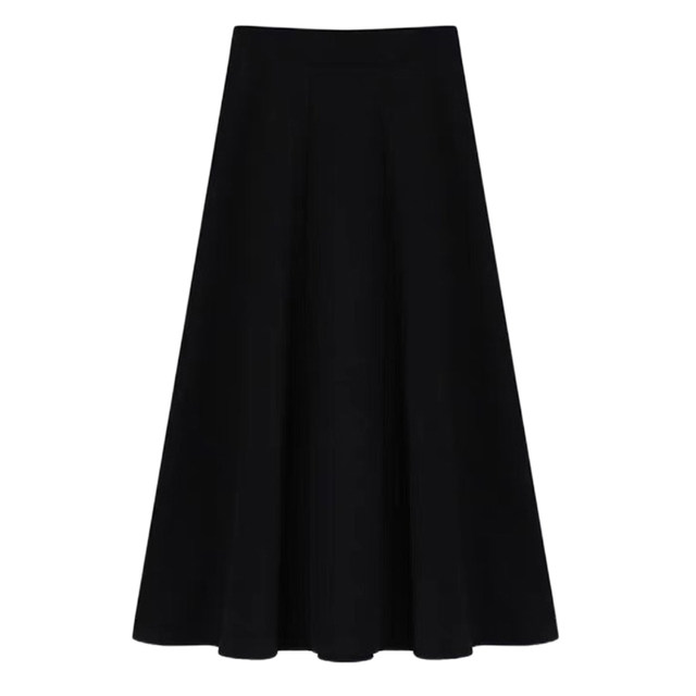 Black professional suit umbrella skirt skirt for women autumn and winter large size fat mm mid-length high waist slim drooping A-line skirt
