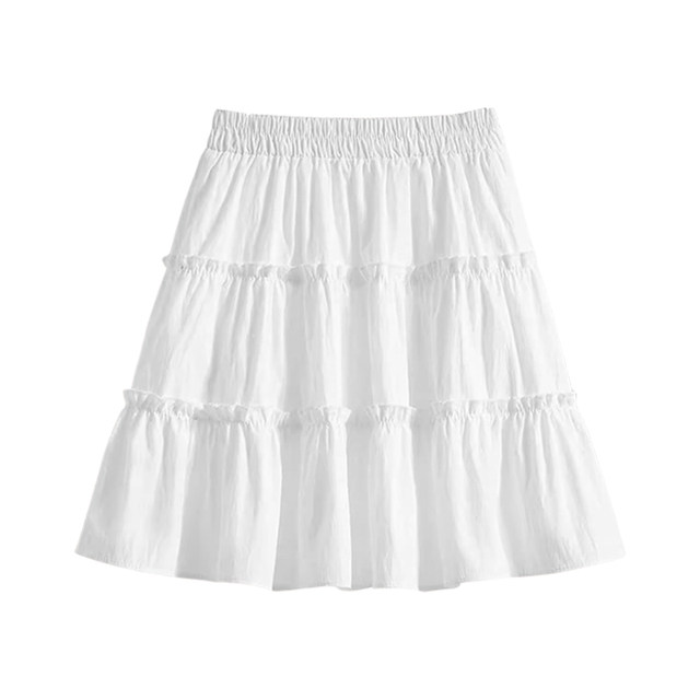 
Large size white cake skirt summer high waist A-line skirt for women fat mm belly-covering and making small puffy short skirt
