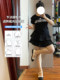 Black cake skirt skirt women's summer small fat large size anti-exposure high waist A-line puffy skirt layered pleated short skirt