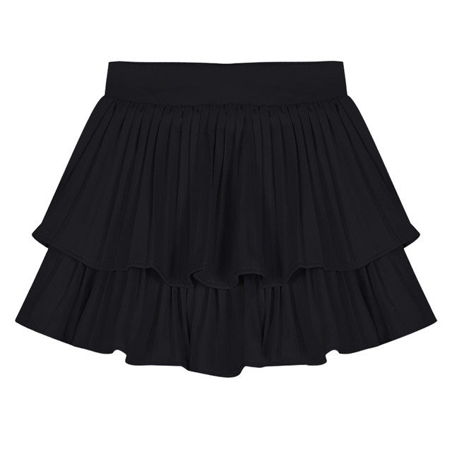 Black cake skirt skirt women's summer small fat large size anti-exposure high waist A-line puffy skirt layered pleated short skirt