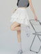 White ruffled cake skirt skirt for women summer large size high waist slim ballet style A-line puff chiffon short skirt