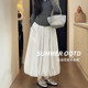 
White fluffy flower bud skirt long women's summer large size small person with high waist slim A-line bubble skirt lantern skirt