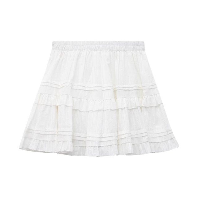 Ballet style white puffy skirt for women summer large size high waist slim small cake skirt covering hips A-line short skirt
