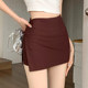 Irregular slim high waist skirt 2024 spring and summer new yoga skirt sports short skirt elastic slit hip-pack skirt