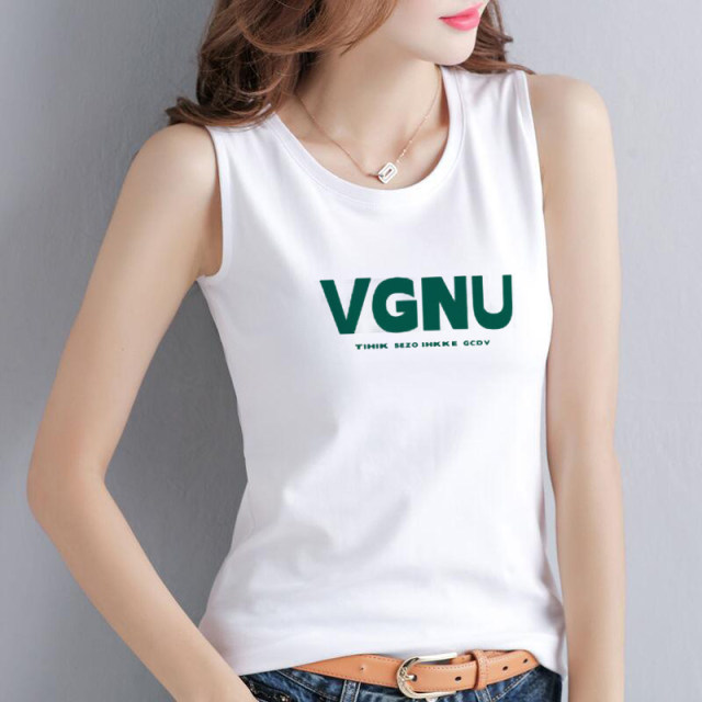 Pure cotton running sports black and white suspender vest women's sleeveless T-shirt Korean style loose large size outer wear 2025 summer