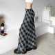 WEIRD PUSS American College Retro Plaid Print Versatile High Waist Skirt Women's Slim Mesh Long Skirt
