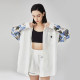VWL crane print shirt, autumn new style of men and women for men and women, Chinese style ins trendy long-sleeved large-size white shirt