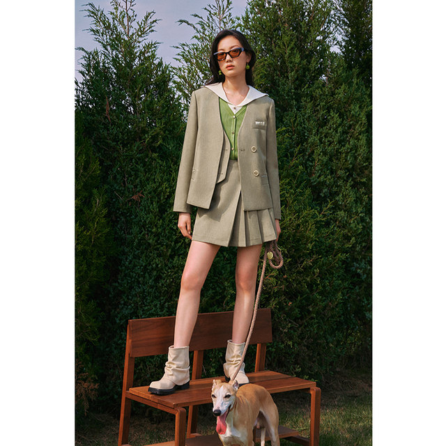 Shi Fanli Academy style pleated skirt 2023 Autumn new half skirt female 3E8341371