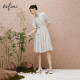 
Evely outlets store high waist slim lady lace-up pleated V-neck dress midi skirt spring and summer women's skirt
