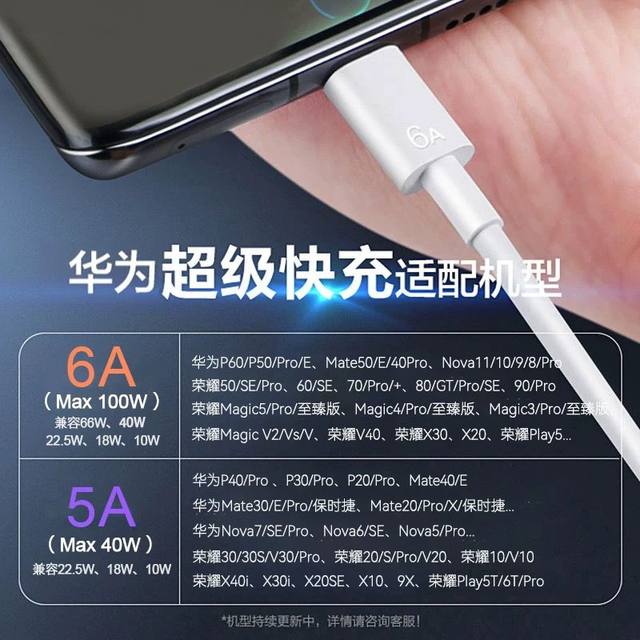 Huawei original super fast charging data cable type-c genuine 6A/5A original charging cable pura70Pro/mate60/50/40/30/nova12 Honor 90/100 mobile phone flash charge 66W