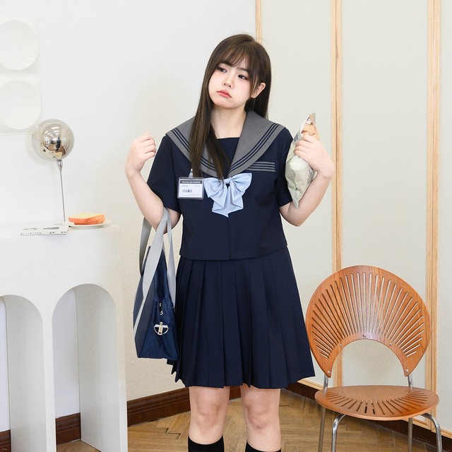 Ache's big size jk original Nanshan No. 1 Middle School Short Long Sleeve Sailor Suit Short Skirt Academy Style Navy Collar Set Autumn
