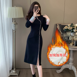 New Chinese style national style dress female autumn and winter 2023 new senior feel thin inside the bottom and plush improved cheongsam