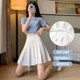 Elastic waist pleated skirt for women in spring and summer with pockets 2024 new high-waisted student jk suit skirt a line skirt
