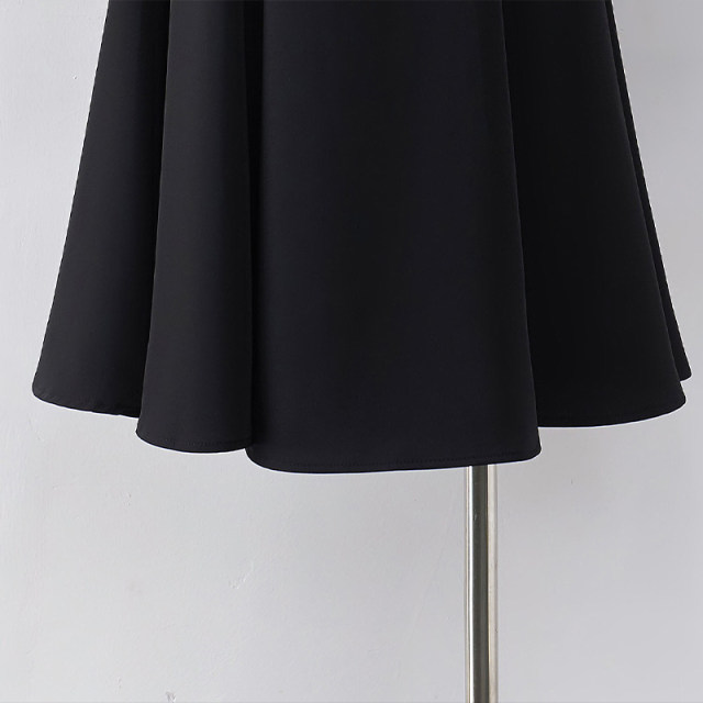 Commuting professional black suit skirt for women spring and summer design niche over knee long skirt high waist A-line large hem skirt
