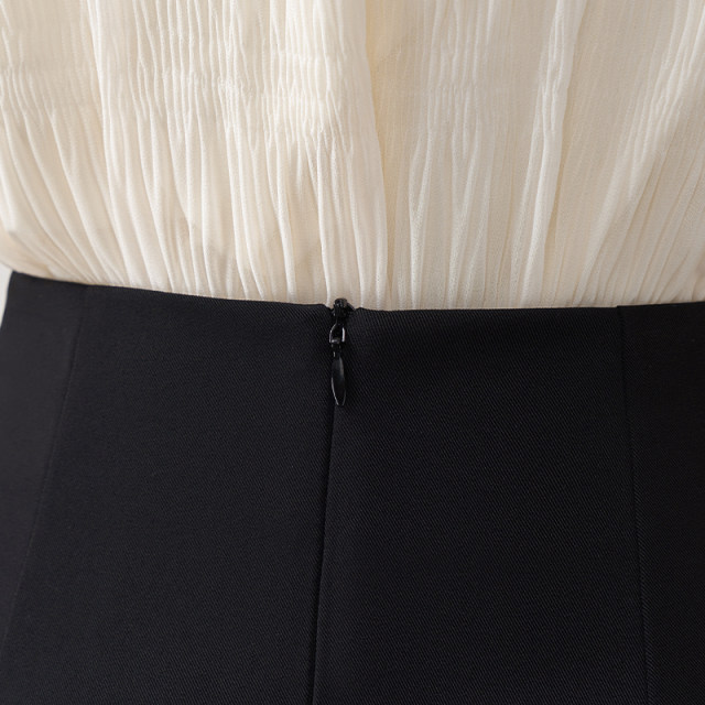 Commuting professional black suit skirt for women spring and summer design niche over knee long skirt high waist A-line large hem skirt